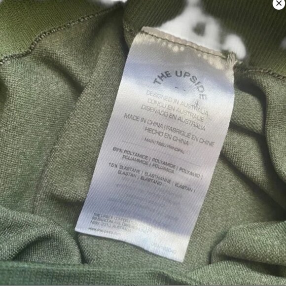 The Upside Form Seamless Midi Leggings Olive Green with Pink Stripe Size M - Picture 8 of 11